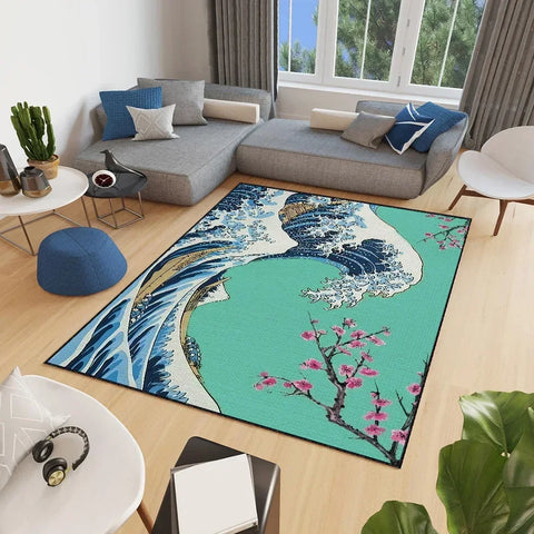 Navak Teppich kleine Welle Japan Teppich Anti-Rutsch Tolle Küche Kanagawa Schlafzimmer Handgefertigter getufteter Teppich Teppich des Wohnzimmereingangs