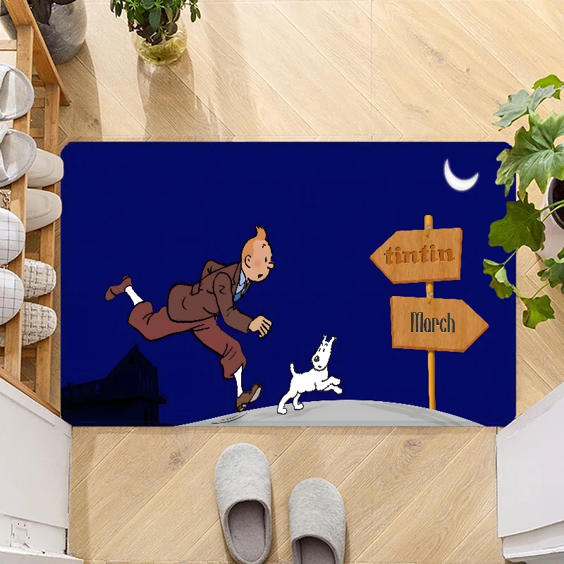 Navak Carpet Fußmatte mit dem Motiv „Die Abenteuer von Tim und Struppi“, rutschfest, waschbar, für Küche, Flur, Badezimmer, Badematten