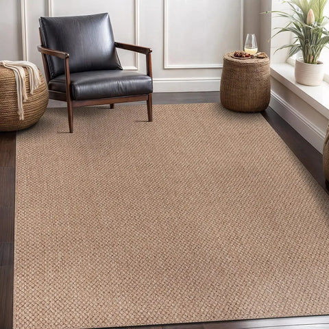 Navak Carpet Easy Jute-Teppich, 5 x 7, Naturfarben, für drinnen und draußen, Bauernhaus-Teppiche für Wohnzimmer, Terrasse und Küche (5 x 7)
