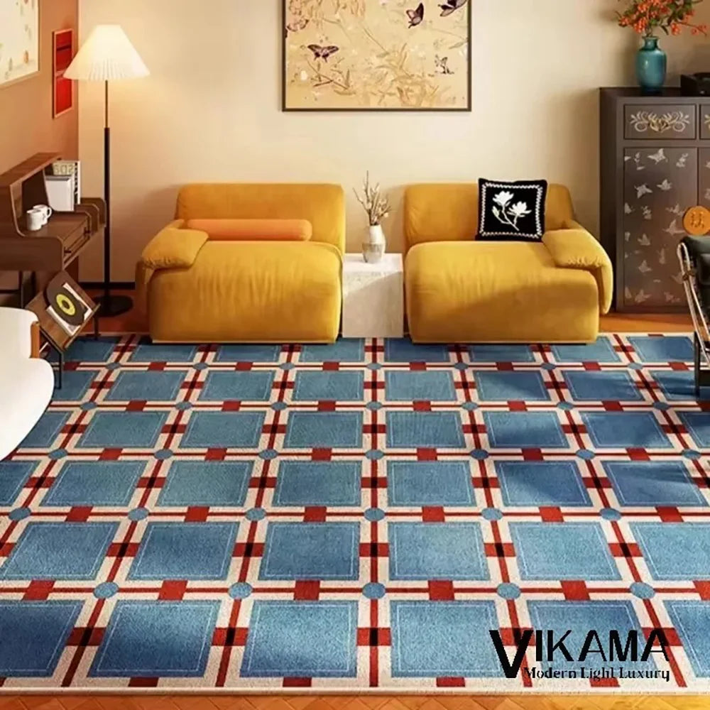 Navak Carpet Exclusive Picks Schlingenflor-Teppich, leicht, luxuriös, kariert, für Wohnzimmer, Schlafzimmer, Sofa, großer Teppich, rutschfest, waschbar, Heimdekoration