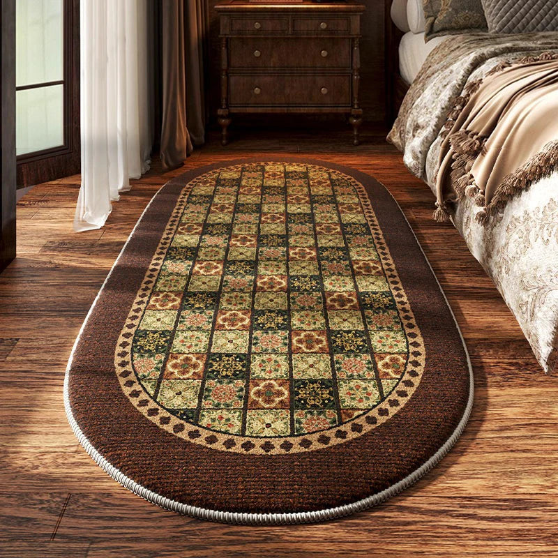 Navak Teppich Schlafzimmer Nachttisch Teppich Rutschfeste Weiche Bequeme Bodenmatte Amerikanischen Retro Blumenmuster Teppich Oval Lange Hause Dekoration Matten 양탄자