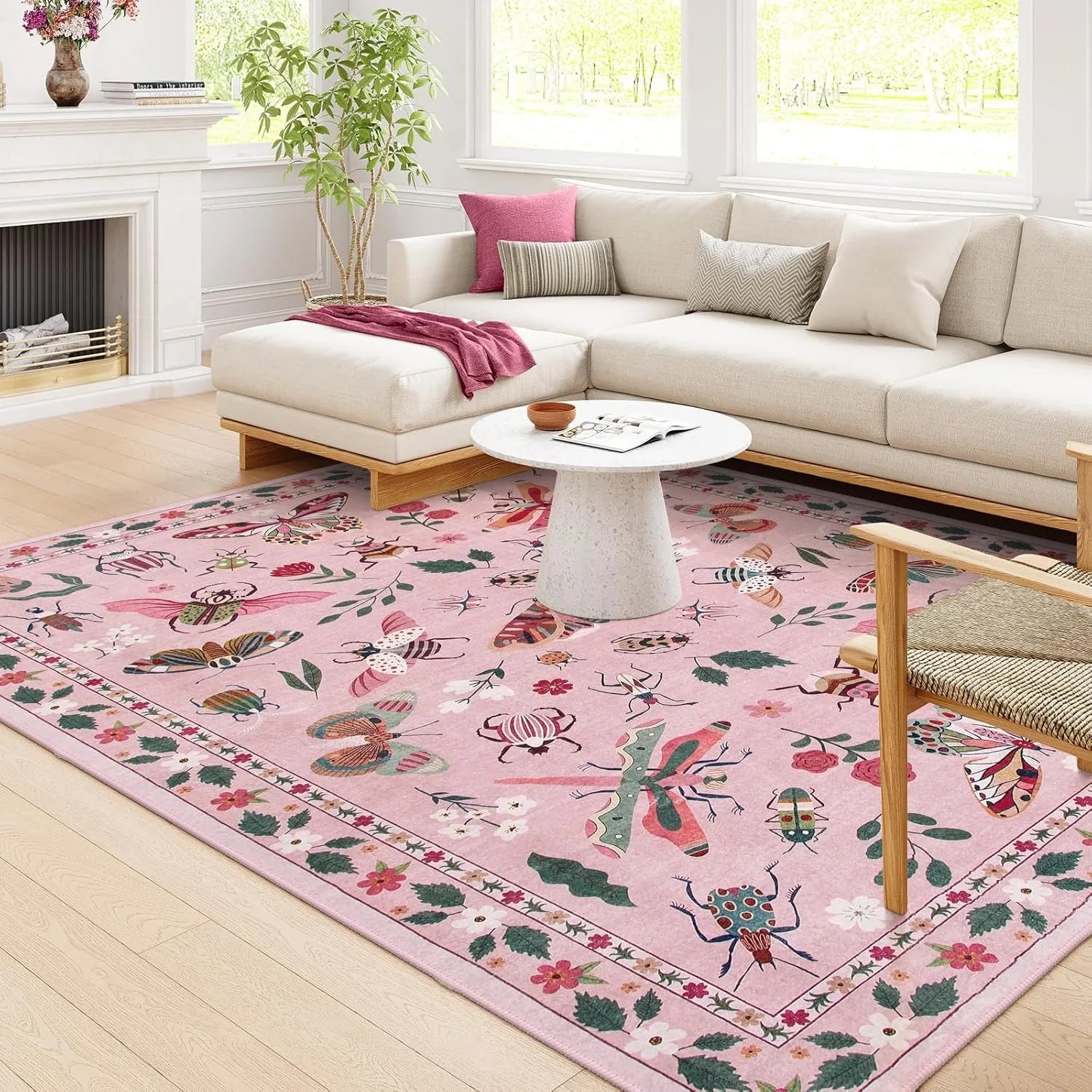Navak Carpet Rug for Living Room Carpet Large Size Bedroom Bedside Floor Mat Green Insect Carpets Tropical Rainforest Home Decoration Rugs
