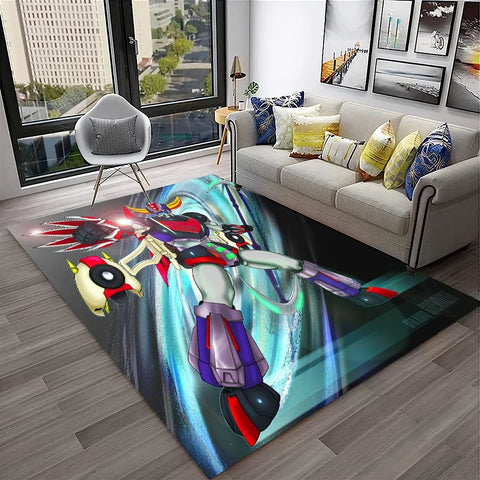 Navak Teppich, 3D-Cartoon-UFO-Roboter Grendizer, Anime-Teppich für Zuhause, Wohnzimmer, Schlafzimmer, Sofa, Fußmatte, Dekor, Kinderbereich, rutschfeste Bodenmatte
