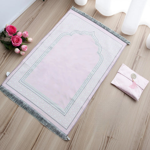 Navak-Teppich, muslimischer Gebetsteppich mit tragbarer Tasche, Perlen, muslimisch für Frauen und Männer, weiche Matte, Islam-Geschenkset, türkisch für Ramadan, Eid, Hadsch, Reisematte