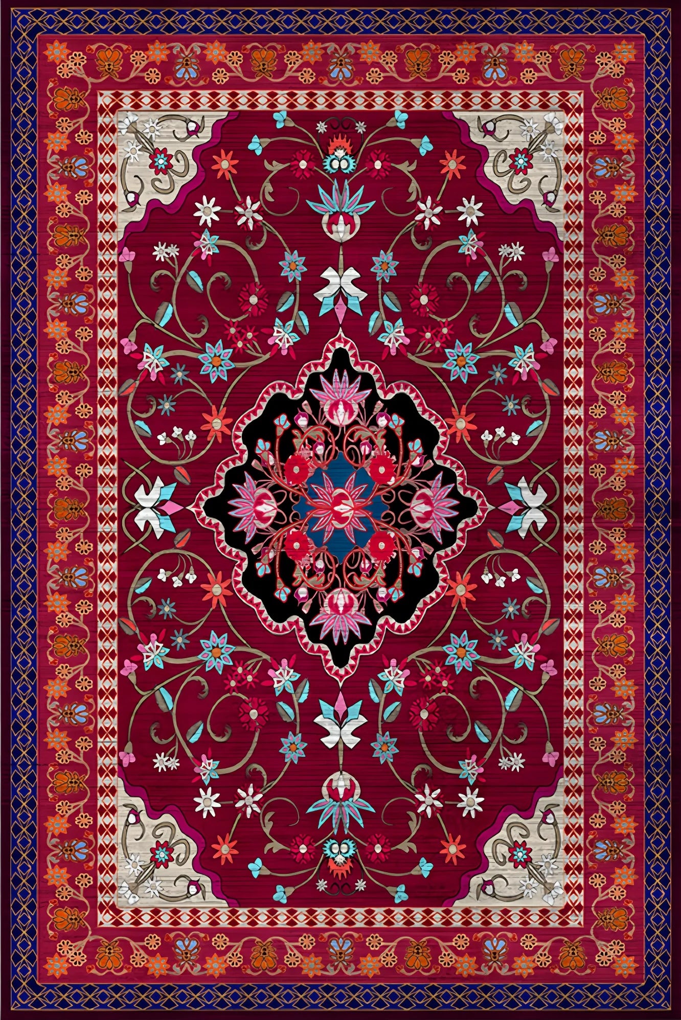 Navak Teppich Retro Nordisches Boho-Muster Teppich Wohnzimmerdekor Sofa Teppich Schlafzimmer Nachttisch Weicher Teppich Küche Esstisch Bodenmatte Fußmatte