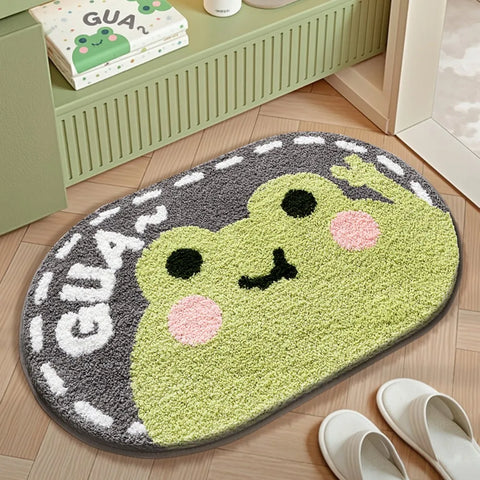 Navak Carpet Exclusive Picks Cartoon-Frosch-Eingangsteppich, saugfähig, rutschfest, leicht zu reinigen, Wohnzimmer, Schlafzimmer, Ins-Stil, niedlicher Heimdekorationsteppich