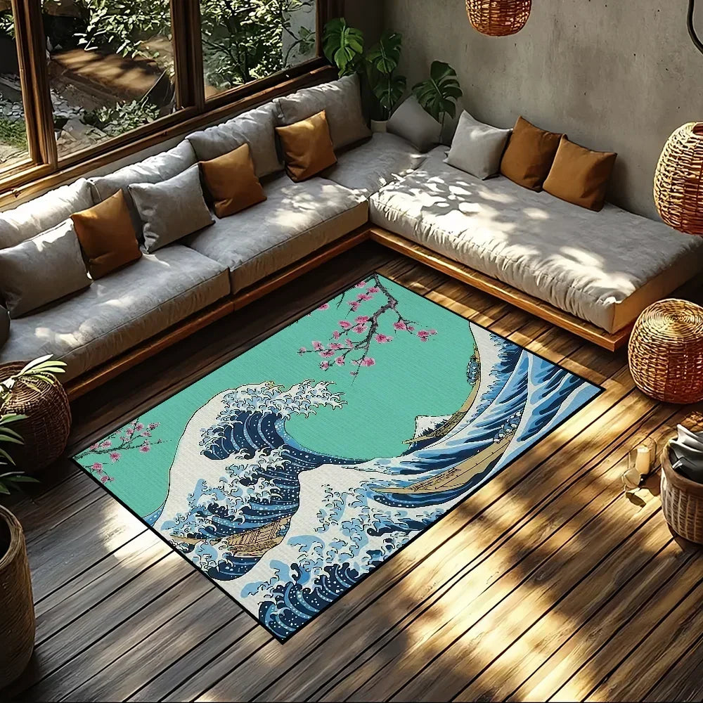 Navak Teppich kleine Welle Japan Teppich Anti-Rutsch Tolle Küche Kanagawa Schlafzimmer Handgefertigter getufteter Teppich Teppich des Wohnzimmereingangs