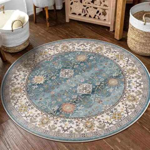 Navak Carpet Exclusive Picks Bohemian Retro Runder Schlingenflor-Teppich – Runder Vintage-Teppich für Couchtisch, Sofa und Schlafzimmer, rutschfest, Heimdeko