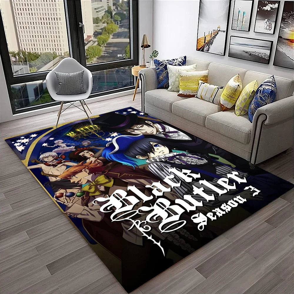 Navak Teppich, 3D-Anime, Black Butler, Cartoon-Teppich für Zuhause, Wohnzimmer, Schlafzimmer, Sofa, Fußmatte, Dekoration, Kinderspielbereich, rutschfeste Bodenmatte