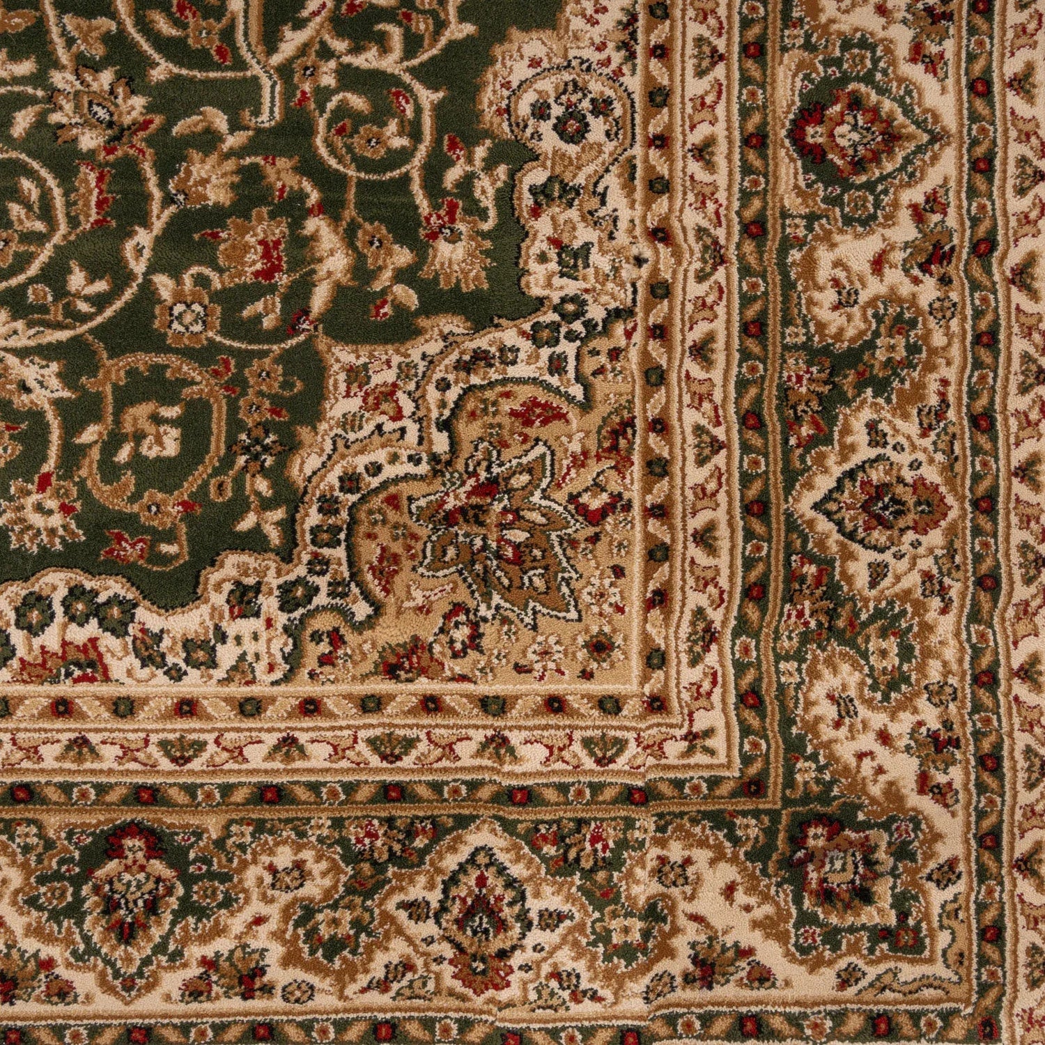 Navak Teppich Dunkelgrün Gold Beige Traditionell Eingefasst Orientalisch Medaillon Klassisch Wohndekor Blumenmuster Wohnzimmer Schlafzimmer Teppich Kaminmatte