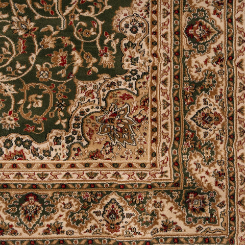 Navak Teppich Dunkelgrün Gold Beige Traditionell Eingefasst Orientalisch Medaillon Klassisch Wohndekor Blumenmuster Wohnzimmer Schlafzimmer Teppich Kaminmatte