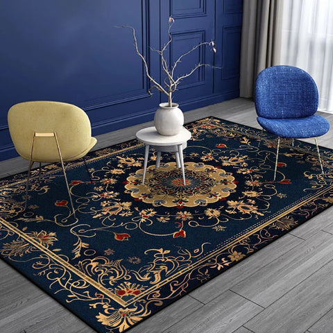 Navak Teppich im persischen Stil, luxuriöser Teppich für Wohnzimmer, Senior, rutschfest, goldener Rand, Schlafzimmer-Dekoration, weich, leicht zu reinigen, Eingangstürmatte