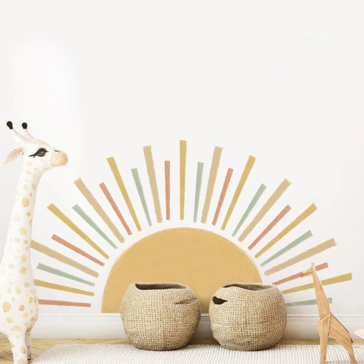 Navak Carpet 3D-Wandaufkleber im Boho-Stil mit Sonne für Kinderzimmer, selbstklebend, für Wohnzimmer, Schlafzimmer, Boho-Design, Wandkunst-Aufkleber