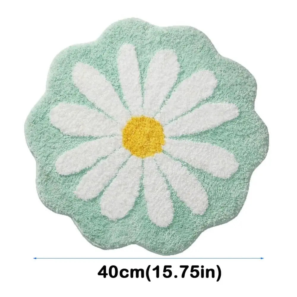 Navak Carpet Rutschfester Blumenteppich, beflockt, getuftet, Gänseblümchen, Badematte, Kaschmir-Imitat, waschbar, Baby-Krabbelteppich, Schlafzimmer, Wohnzimmer
