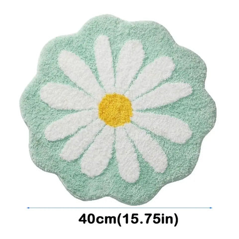 Navak Carpet Rutschfester Blumenteppich, beflockt, getuftet, Gänseblümchen, Badematte, Kaschmir-Imitat, waschbar, Baby-Krabbelteppich, Schlafzimmer, Wohnzimmer