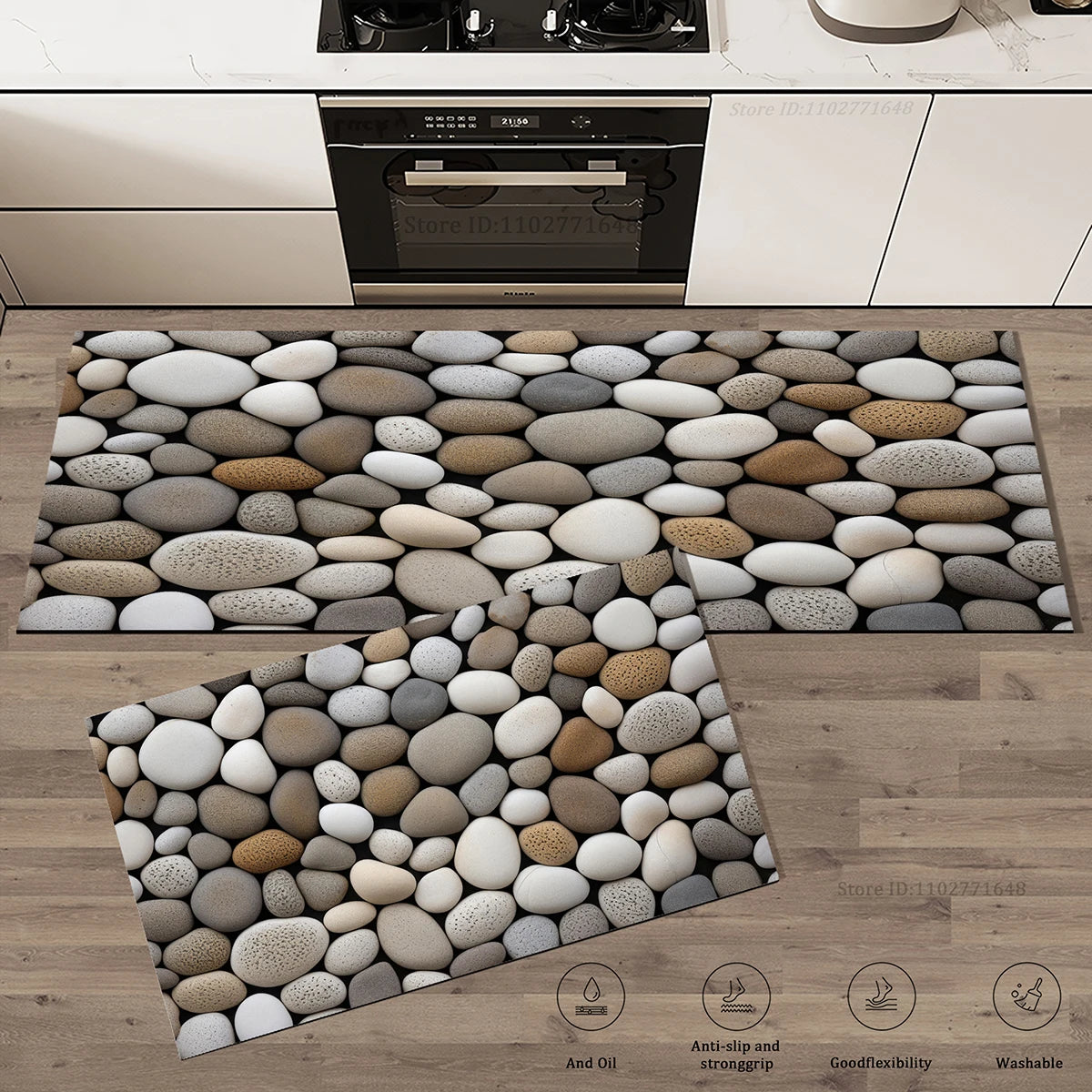 Navak Carpet Hochwertige Fußmatten, saugfähig, rutschfest, für Küche, Eingang, Fußmatte, Kieselstein-Teppich, Teppich, wasserdicht, waschbar, für Wohnzimmer, Steine, Matte