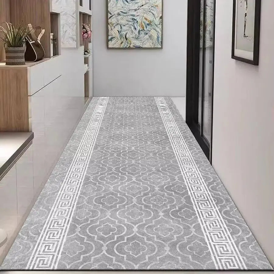 Navak Carpet Nordic Modern High-end Long Hallway Carpet Luxury Grey Corridor Runner Home Decoration Area Rug Hotel Aisle Non-slip Kitchen Mat
