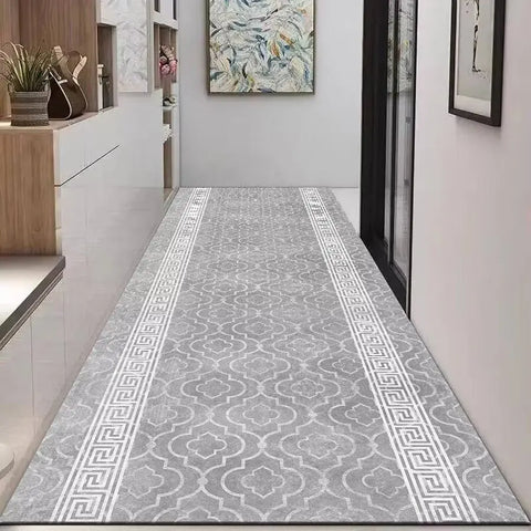 Navak Carpet Nordic Modern High-end Long Hallway Carpet Luxury Grey Corridor Runner Home Decoration Area Rug Hotel Aisle Non-slip Kitchen Mat