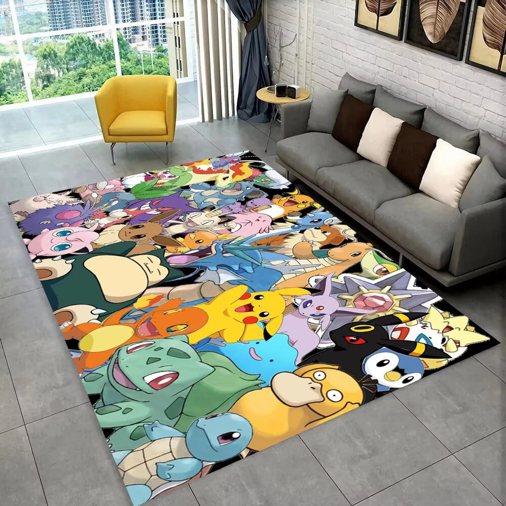 Navak Carpet Daily Picks Lustige Pokemon-Spiel-Cartoon-Bodenmatte für Kinderspielzimmer, Schlafzimmer, Wohnzimmer, weicher Teppich, Spielthema-Teppich, Männerhöhle-Dekor