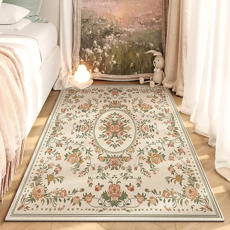 Navak Teppich, amerikanischer Retro-Schlafzimmer-Nachttischteppich, modische Blume, nicht abwischbar, Couchtischmatte, weicher Wohnzimmer-Sofa-Garderobenteppich, Ковер 러그