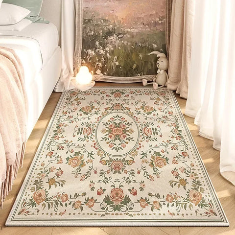 Navak Teppich, amerikanischer Retro-Schlafzimmer-Nachttischteppich, modische Blume, nicht abwischbar, Couchtischmatte, weicher Wohnzimmer-Sofa-Garderobenteppich, Ковер 러그