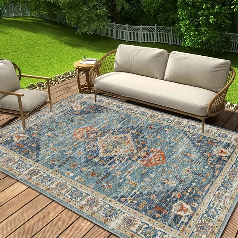 Navak Teppich, 1 Stück, dick, Herbst, neuer böhmischer Stil, große Fläche, Outdoor-Terrasse, Gartenmatte, rutschfest, Wohnmobil, Camping, Kristall-Samtmatte,