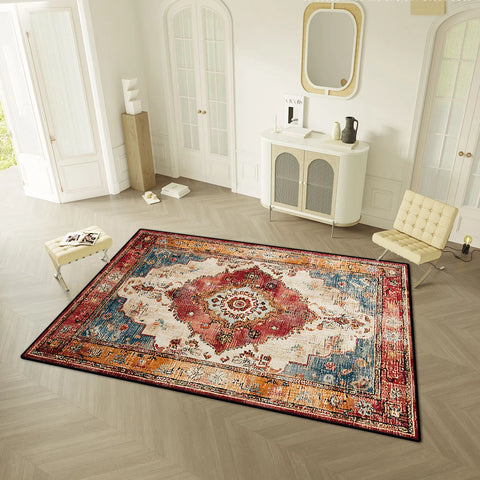 Navak Teppich, persischer Retro-Stil, Wohnzimmerteppich, leichte Luxusdekoration, Zuhause, leicht zu reinigende Bodenmatte, Schlafzimmer, Garderobe, rutschfester, waschbarer Teppich
