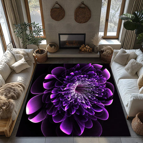 Navak Carpet Tuniu Großer lila Blumenteppich, rutschfest, für Zuhause, Wohnzimmer, Bodenmatte, dekorativer Teppich