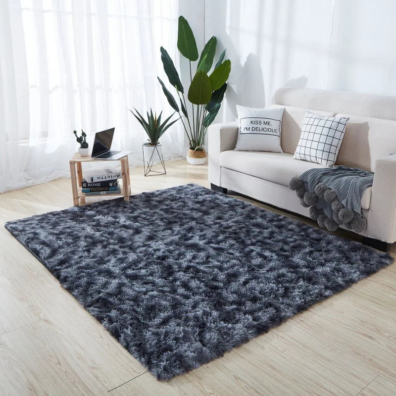 Navak Teppich, weicher, langer Plüschteppich für Schlafzimmer, Wohnzimmer, flauschige Teppichmatten mit Farbverlauf, Batik-Bodenteppiche, Erkerfenster, Heimdekoration