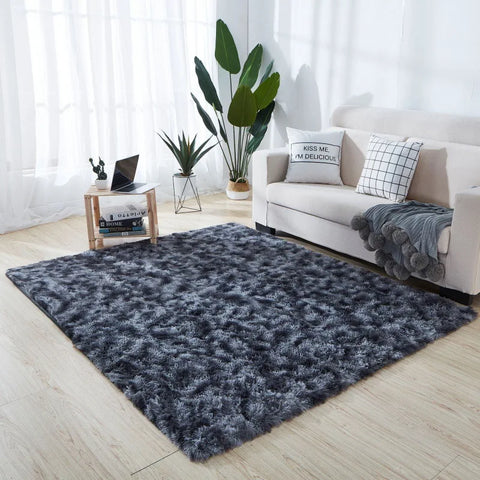Navak Teppich, weicher, langer Plüschteppich für Schlafzimmer, Wohnzimmer, flauschige Teppichmatten mit Farbverlauf, Batik-Bodenteppiche, Erkerfenster, Heimdekoration