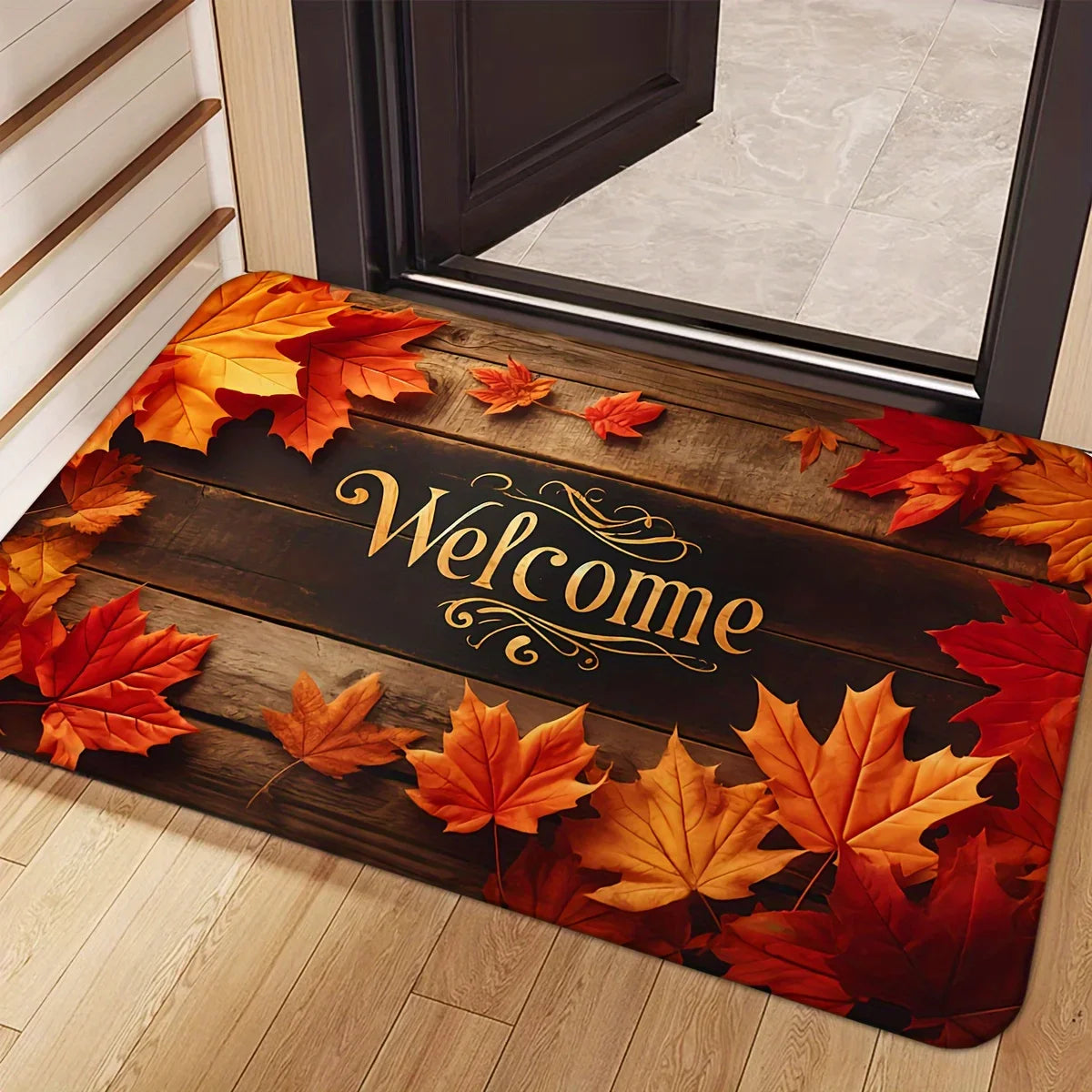 Navak Teppich, Herbst, Thanksgiving, Ahornblätter, Willkommens-Fußmatte, Wohnzimmer, Eingang, rutschfeste Fußmatte, Küche, Flur, Balkon, Teppiche, Heimdekoration