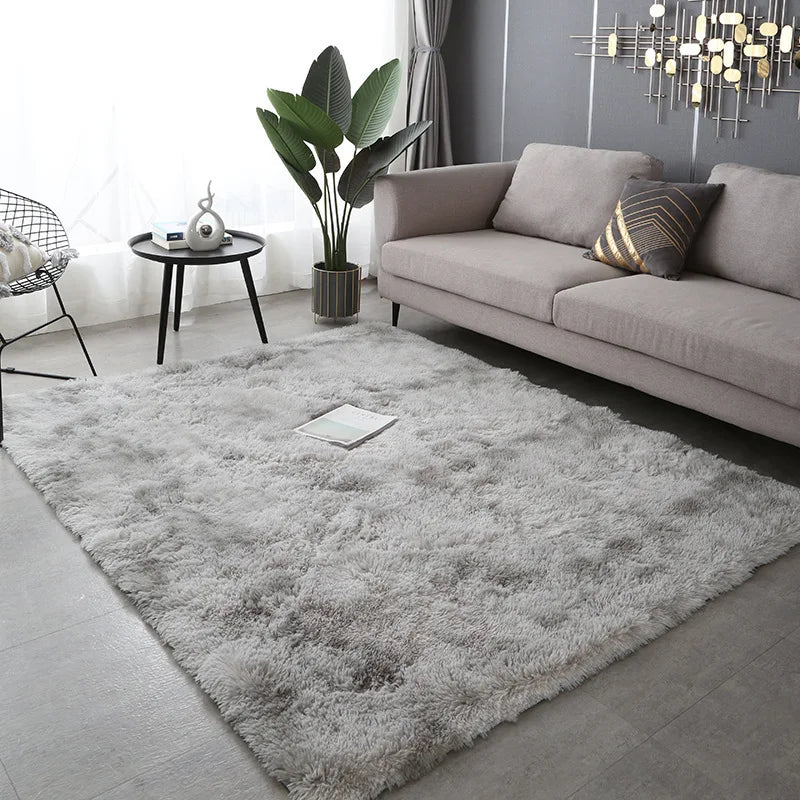 Navak Teppich, weicher, langer Plüschteppich für Schlafzimmer, Wohnzimmer, flauschige Teppichmatten mit Farbverlauf, Batik-Bodenteppiche, Erkerfenster, Heimdekoration