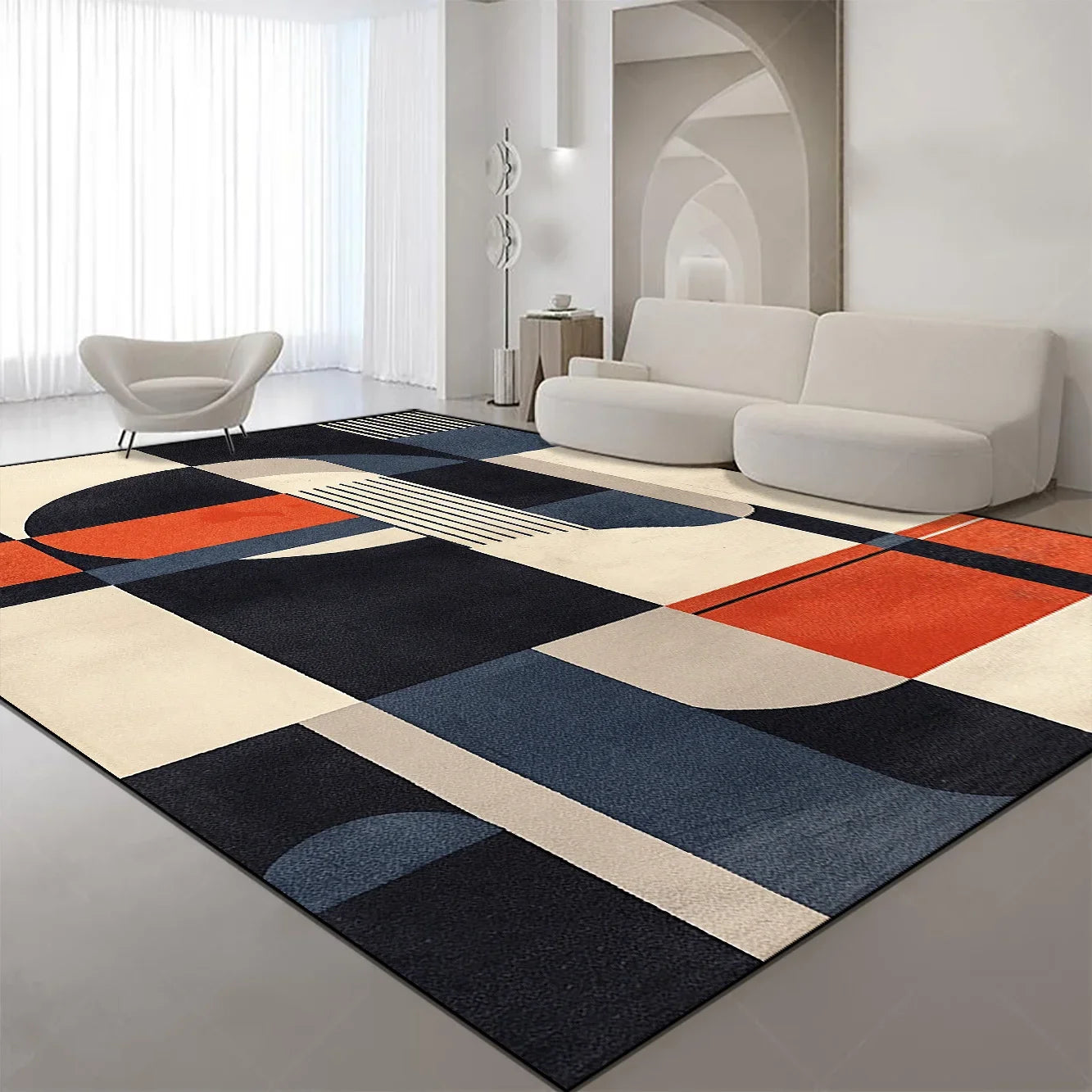 Navak Carpet Luxury Geometric Large Living Room Carpet Home Decoration Nordic Style Rugs for Bedroom Soft Non-slip Sofa Side Mat for Children
