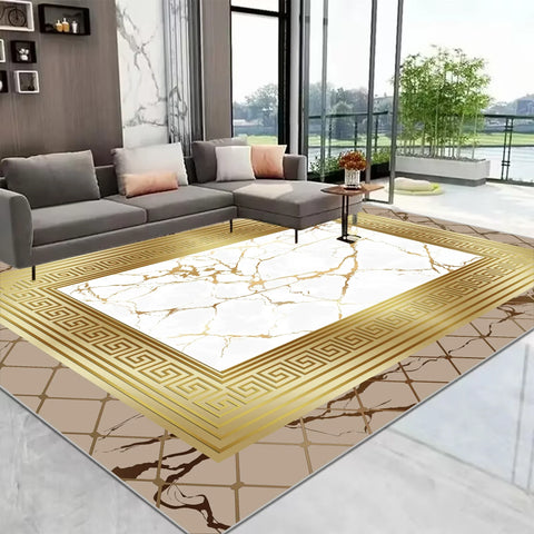 Navak Teppich, europäischer Goldteppich, großer Wohnzimmerteppich, Heimdekoration, luxuriöse Couchtischmatte, rutschfest, waschbar, für Schlafzimmer, Dekoration, Alfombra