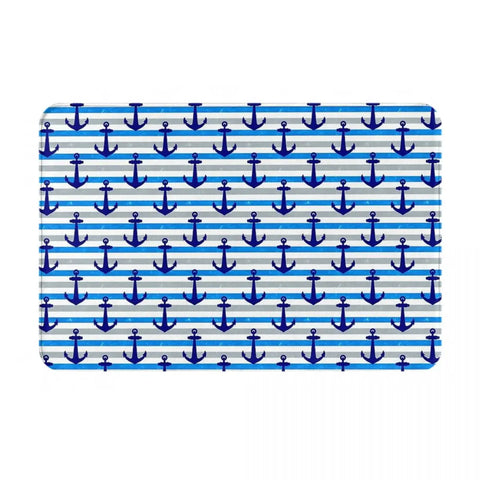 Navak Teppich Anker Nautisch Weiß &amp; Marineblau Anti-Rutsch Fußmatte Bodenmatte Kissen Teppich Teppich für Küche Eingang Zuhause Badezimmer Wohnzimmer Matten