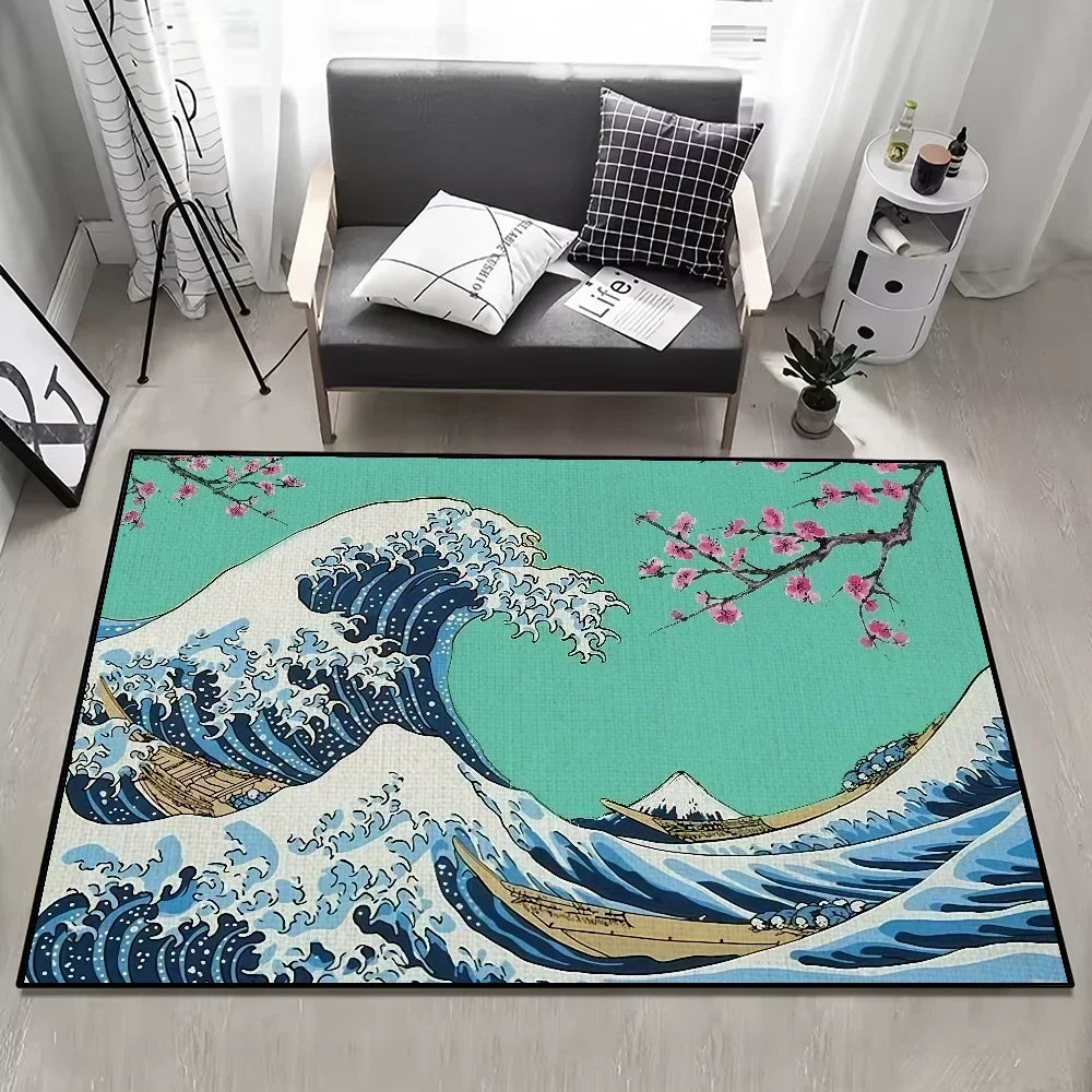 Navak Teppich kleine Welle Japan Teppich Anti-Rutsch Tolle Küche Kanagawa Schlafzimmer Handgefertigter getufteter Teppich Teppich des Wohnzimmereingangs