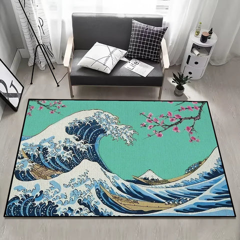 Navak Teppich kleine Welle Japan Teppich Anti-Rutsch Tolle Küche Kanagawa Schlafzimmer Handgefertigter getufteter Teppich Teppich des Wohnzimmereingangs