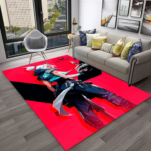 Navak Carpet VALORANT Game Gamer Cartoon 3D Carpet Rug for Home Living Room Bedroom Sofa Doormat Decor,kids Play Area Rug Non-slip Floor Mat