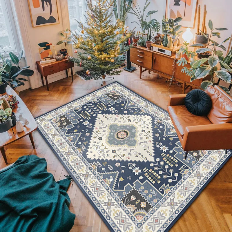 Navak Teppich, Bohemian-Teppich, nordischer Retro-Ethno-Stil, Kristall-Samtmatten, Sofa, Couchtisch, große Fläche mit Teppich bedeckt