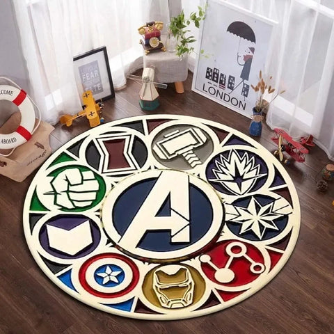 Navak Carpet Daily Picks DISNEY Marvel The Avengers Runder Teppich Anime-Teppich Rutschfeste Spielmatte Niedliche Bodenteppiche für Wohnzimmer, Schlafzimmer, Kindermatten