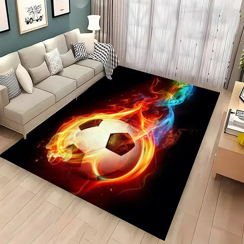 Navak Teppich, Ballsport-Thementeppich, Cartoon-Fußball-Bodenmatte für Kinderzimmer, Schlafzimmer-Dekoration, Fußball, große Flächenteppiche, Zuhause, Wohnzimmer, Flurteppich