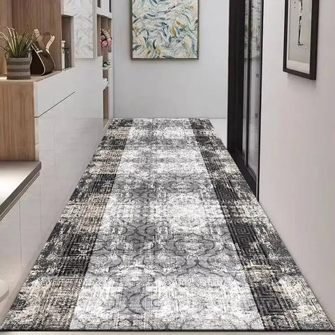 Navak Carpet Nordic Modern High-end Long Hallway Carpet Luxury Grey Corridor Runner Home Decoration Area Rug Hotel Aisle Non-slip Kitchen Mat