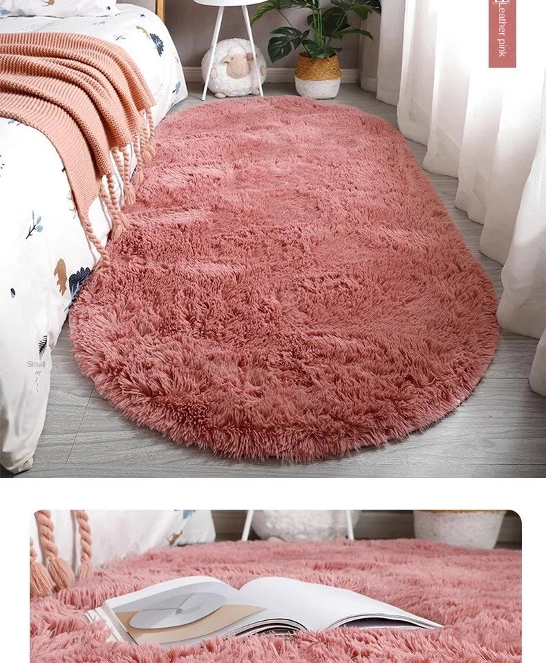 Navak Carpet Exclusive Picks Nordischer Ins-Teppich mit verdicktem Langhaar und Batikmuster aus Seidenhaar. Moderner, schlichter ovaler Schlafzimmer-Bettteppich, Wohnzimmer-Sofa-Teppich