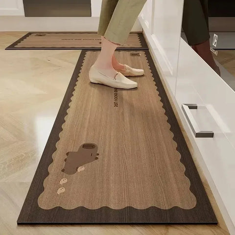Navak Teppich, Küchen-Bodenmatte, wasserdicht, rutschfest, Vinyl-Teppich, PVC-Küchen-Lederteppich, Cartoon-Teppiche mit Holzmaserung, Alfombras De Cocina