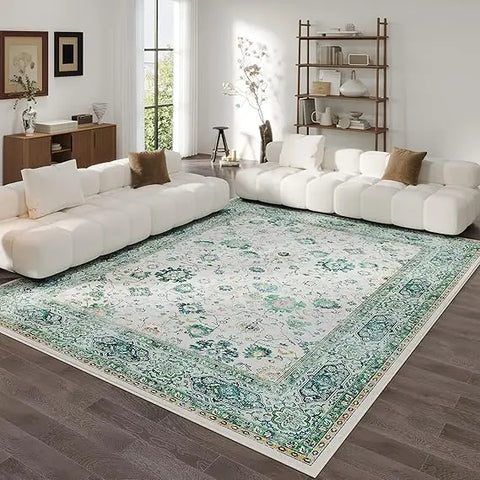Navak Carpet 8x10 Teppich, waschbarer Boho-Teppich, weicher großer Teppich, rutschfest, fusselfrei, Vintage-Teppich aus Kunstwolle für Wohnzimmer, Bauernhaus, Esszimmer