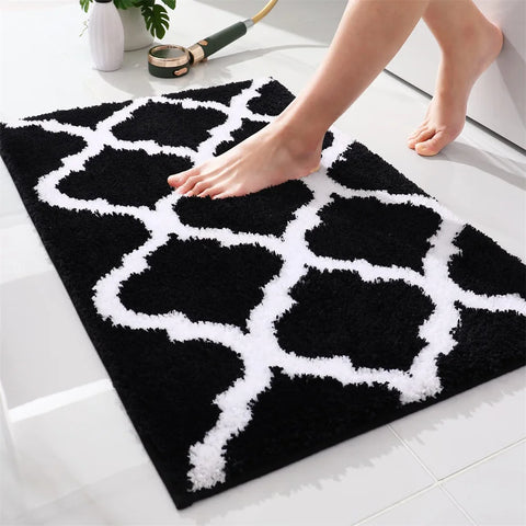 Navak Carpet Olanly Shaggy-Badematte, Mikrofaser, super saugfähig, Badezimmer-Duschvorleger, rutschfest, weiche Duschmatten, Bodenplüschteppich, Fußwaschmatte