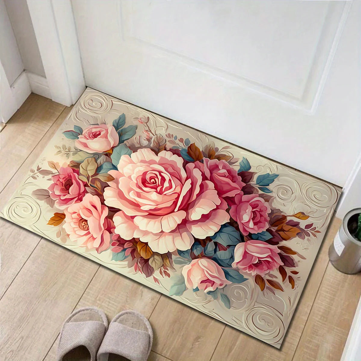 Navak Carpet 3D Floral Cross-Style Print Area Rug - Anti-Slip Floor mat Heavyweight Polyester Carpet for Bedroom, Bathroom, Living Room,