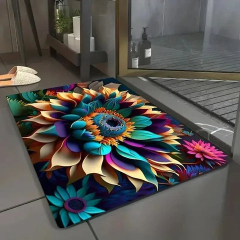 Navak Carpet 1 Stück Küchenteppich mit Zitronenmuster, rutschfeste Fußmatten, Pop-Art-Design, Wohnzimmerteppich, Badematte, Teppich für Zuhause, Waschbecken, Wäschedekor