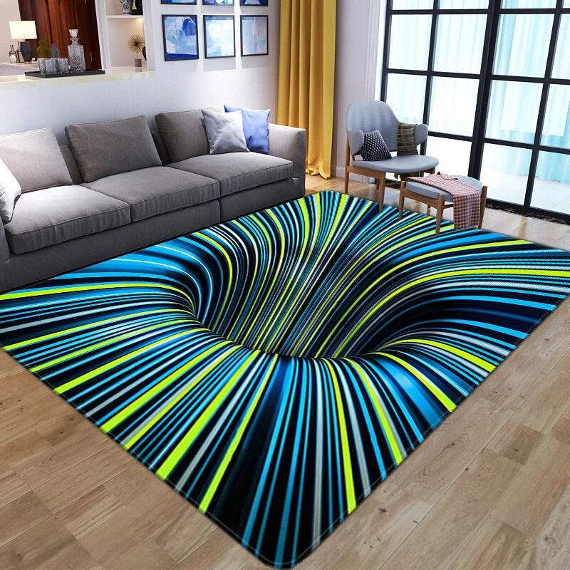 Navak Carpet 3D Vortex Illusion Teppich Eingangstür Bodenmatte Abstrakte geometrische optische Fußmatte Rutschfeste Bodenmatte Wohnzimmer Dekor Teppich