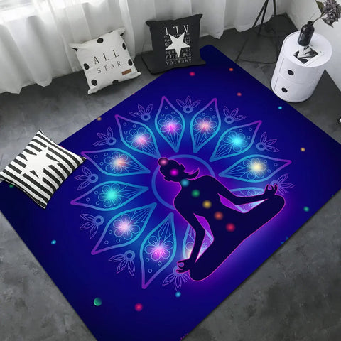 Navak Carpet Rainbow 7 Chakra Mandala Bohemia Yoga Fußmatte, waschbar, rutschfest, für Wohnzimmer, Sofa, Stühle, Bereichsmatte, Küche, Willkommens-Fußmatte